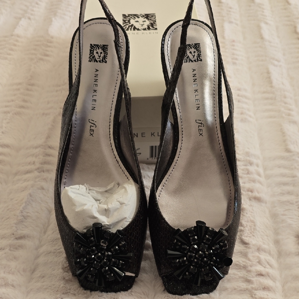 Anne Klein Black Slingback Heels